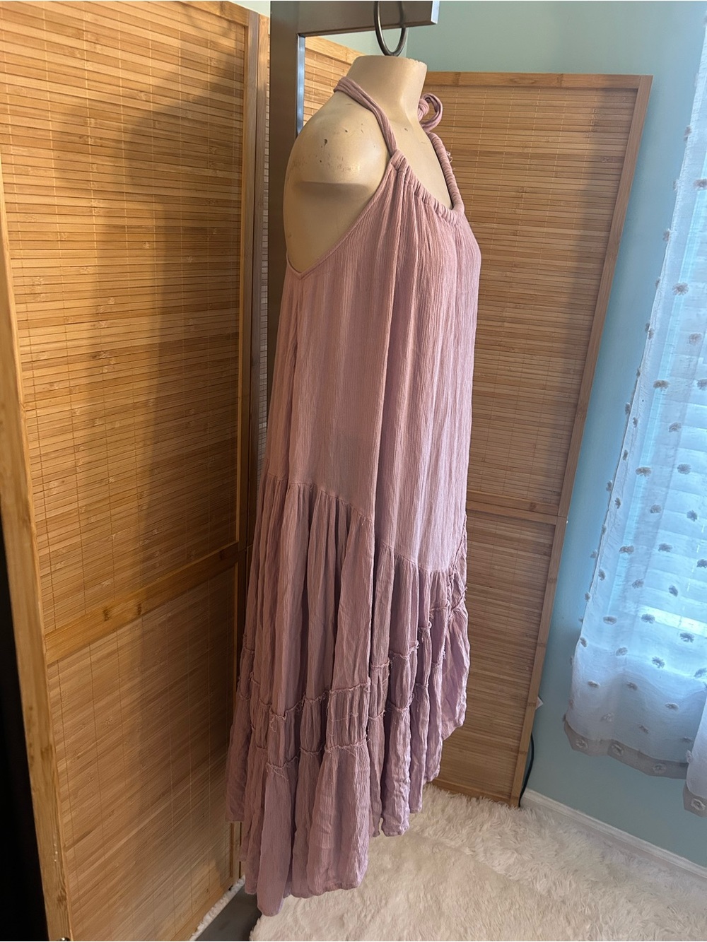 Free People Bare it All Lavender purple Maxi Dress boho hippie womanβs medium